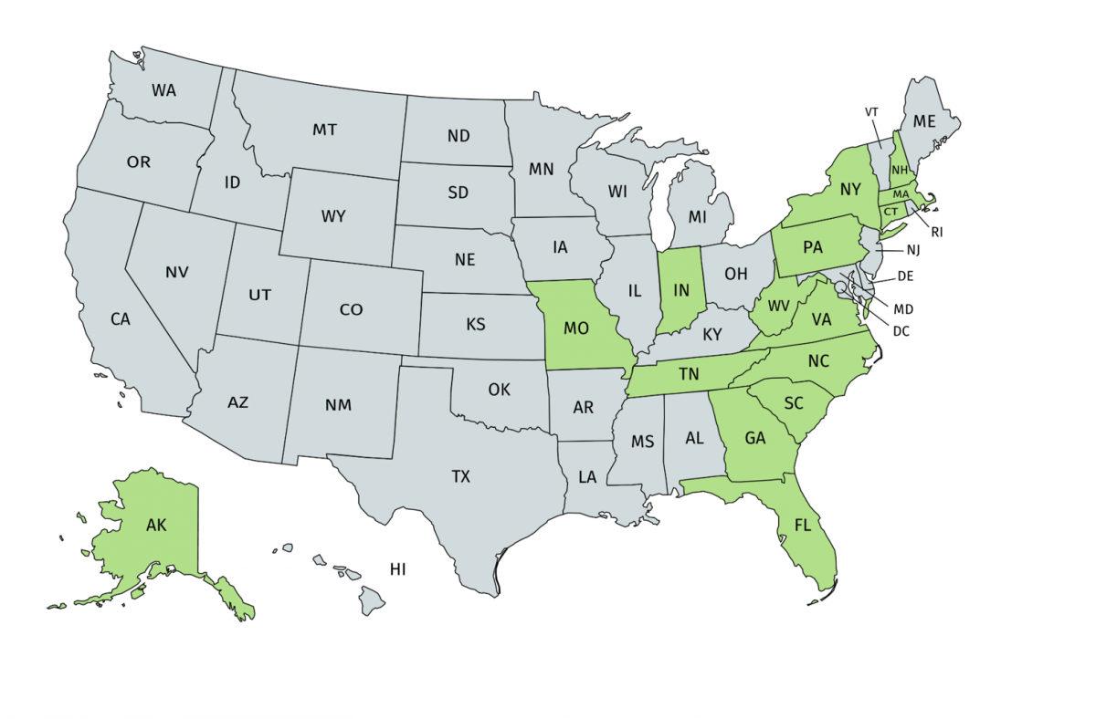 Map of Medical Schools, Hospitals, & Surgery Centers with Educational Agreements